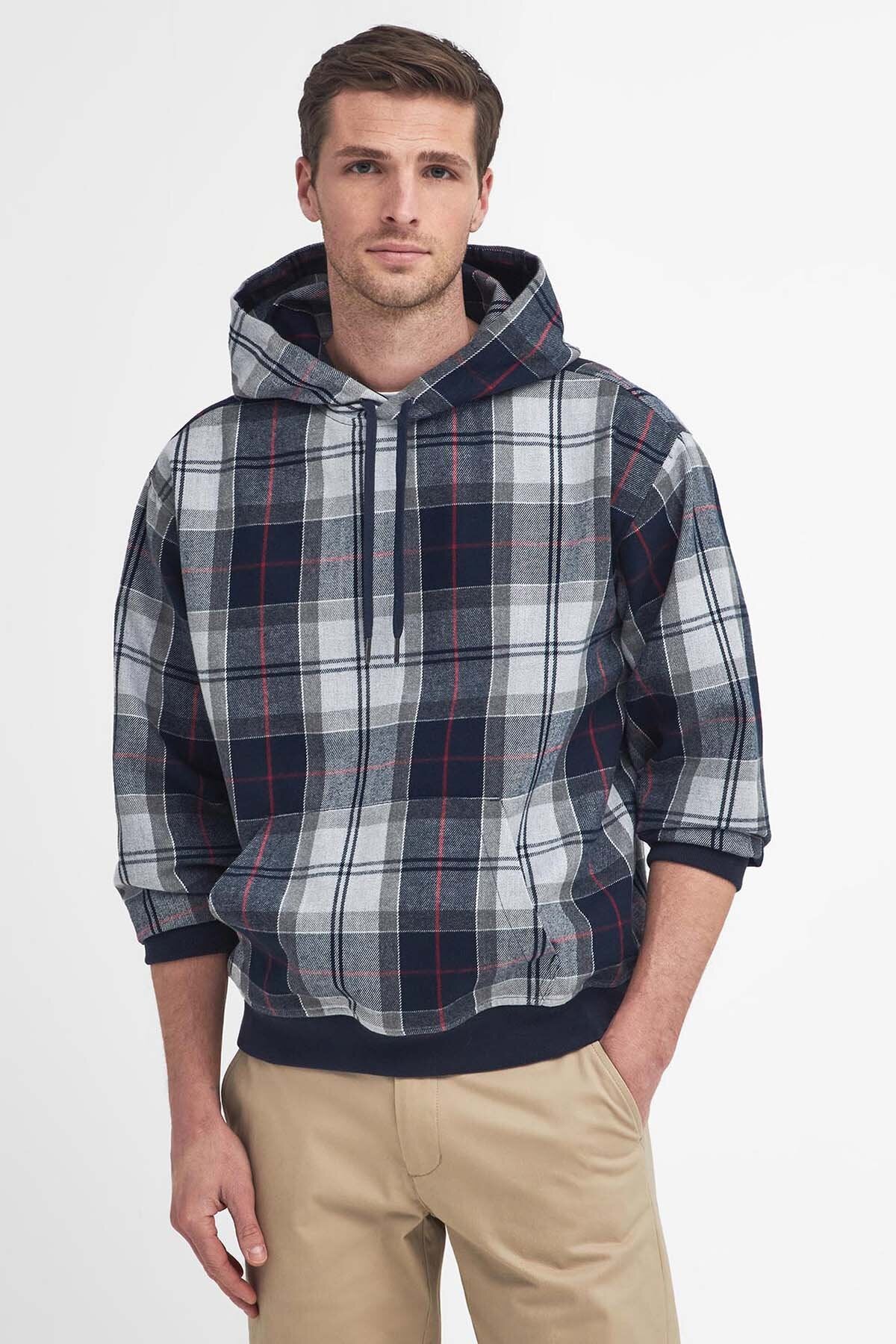 Brough Tartan Hoodie - BLUE GRANITE TARTAN