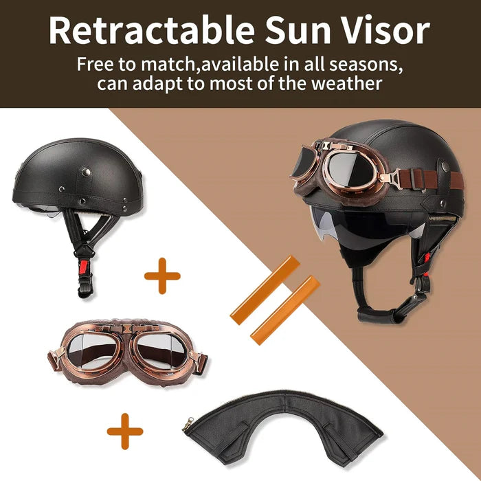 DOT Retro German Style Half Helmet-H02