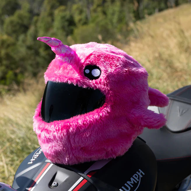 Motorcycle Helmet Cover - Pink Narwhal