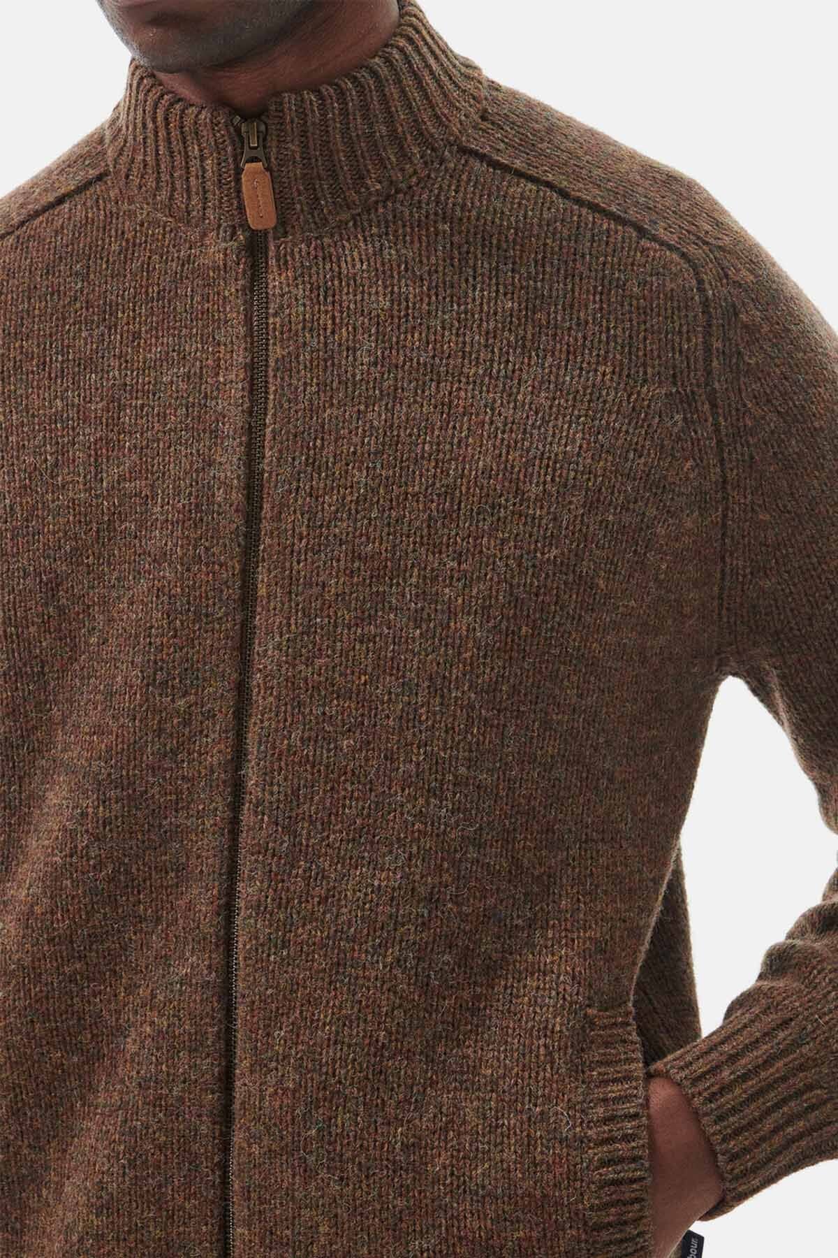 Calder Zip Through Jumper - OLIVE TWEED