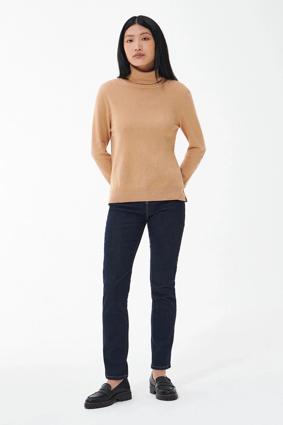 Roll Collar Sweater - CARAMEL HESSIAN TART