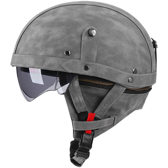 DOT Retro German Style Half Helmet-Gray-H05