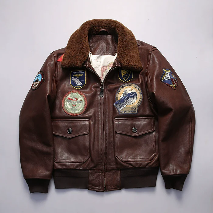 TOP-FUN Leather Bomber Jacket-J10