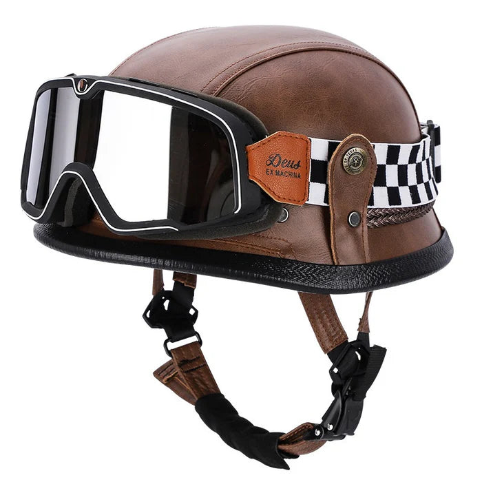 Retro Half Helmet Pedal German Steel Cruise-Brown - H10