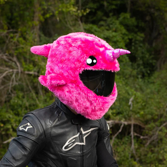 Motorcycle Helmet Cover - Pink Narwhal