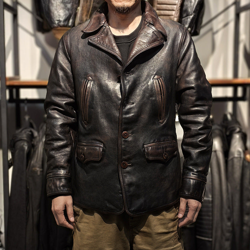 American Dispatcher Horsehide Leather Motorcycle Jacket-J21