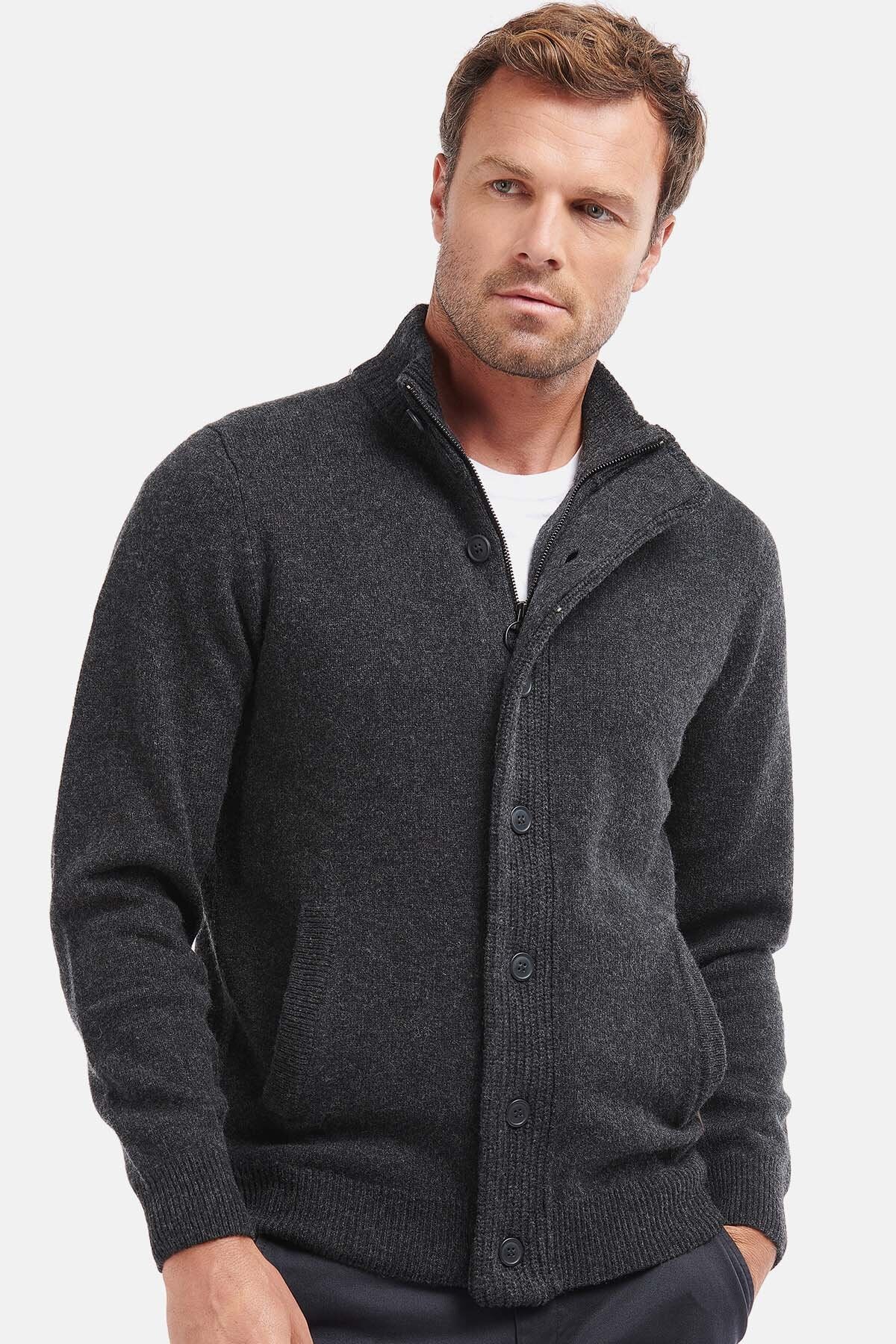 Patch Zip Through - CHARCOAL MARL