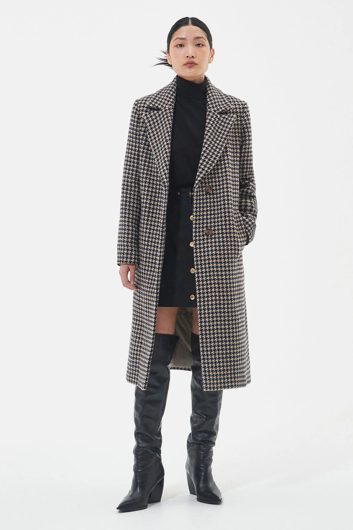 Angelina Wool Jacket - LT FAWN HOUNDSTOOTH