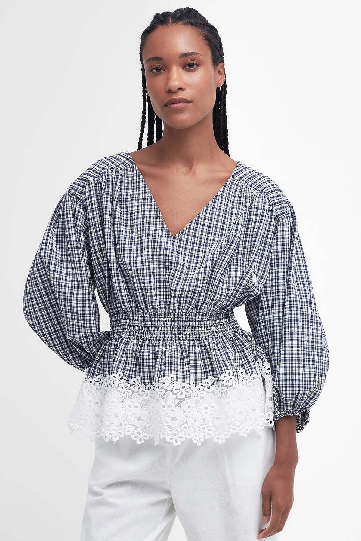 Glamis Blouse - NAVY CHECK
