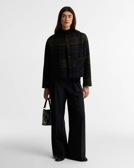 Marlow Tartan Wool Collarless Jacket