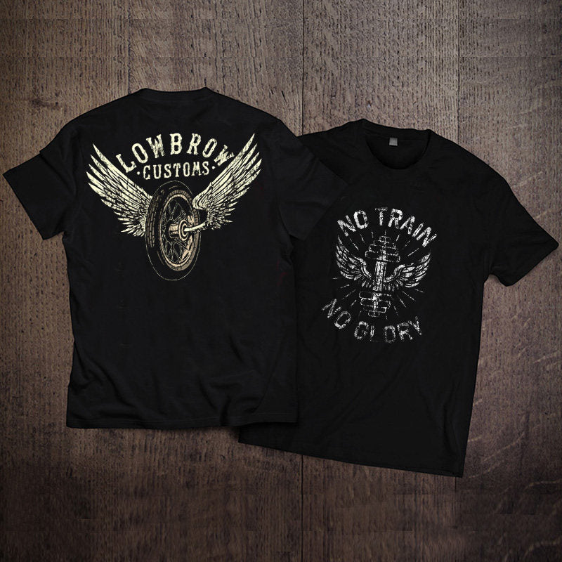 Men’s Vintage Biker Graphic Tee – Heavy Cotton Motorcycle T-Shirt-T01