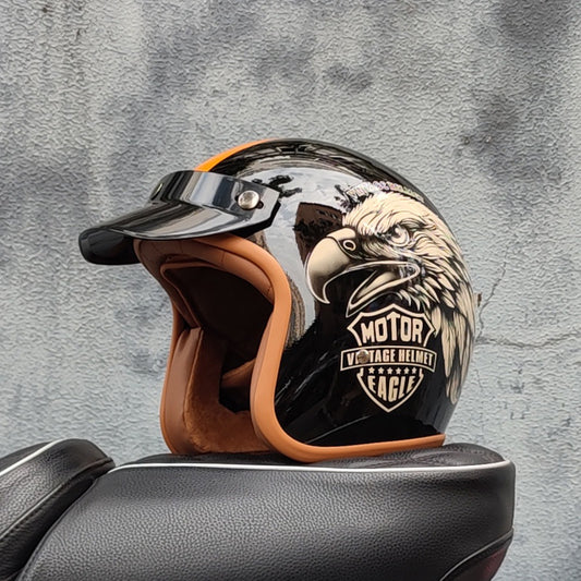 Retro motorcycle open helmet-H26