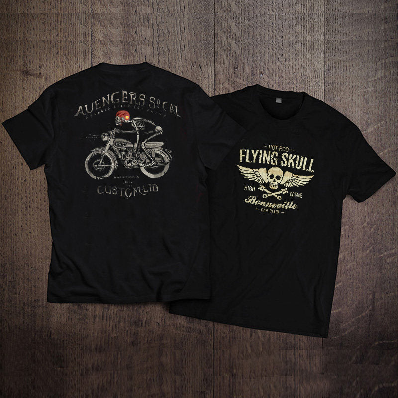 Men’s Vintage Biker Graphic Tee – Heavy Cotton Motorcycle T-Shirt-T01
