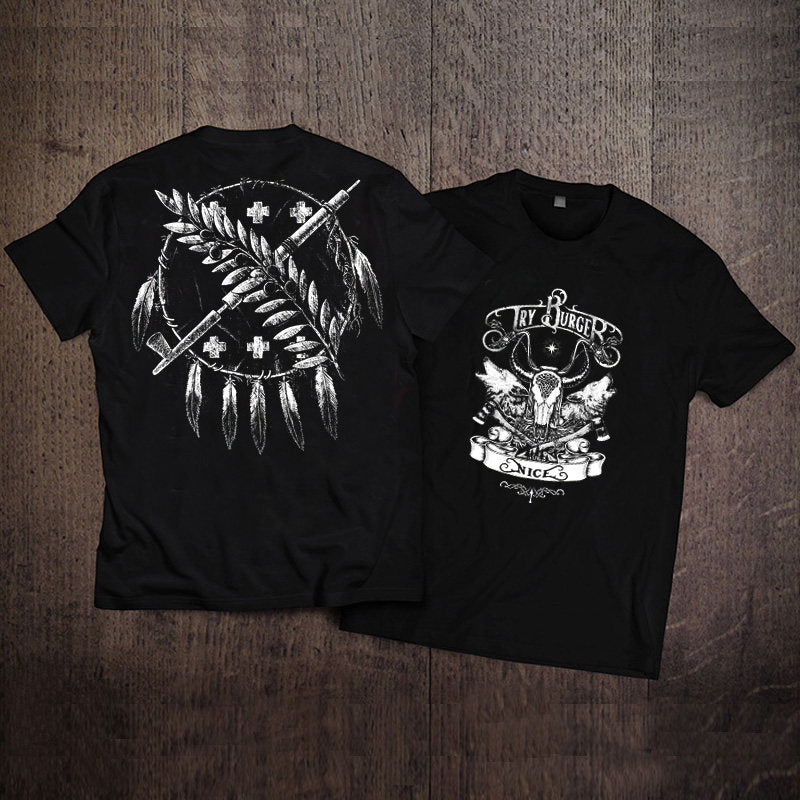 Men’s Vintage Biker Graphic Tee – Heavy Cotton Motorcycle T-Shirt-T01