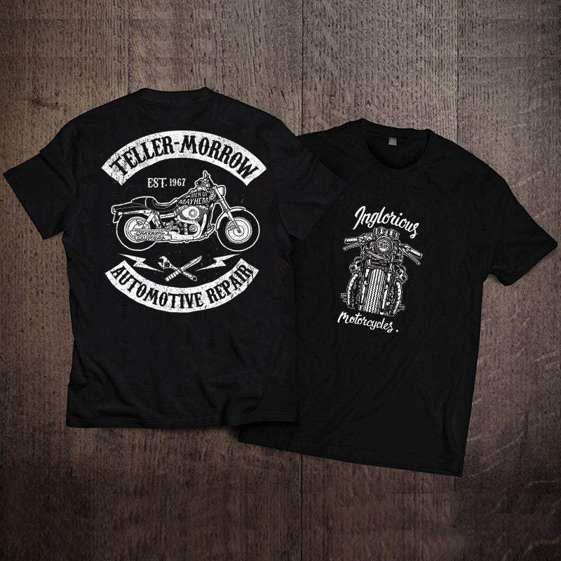 Men’s Vintage Biker Graphic Tee – Heavy Cotton Motorcycle T-Shirt-T01