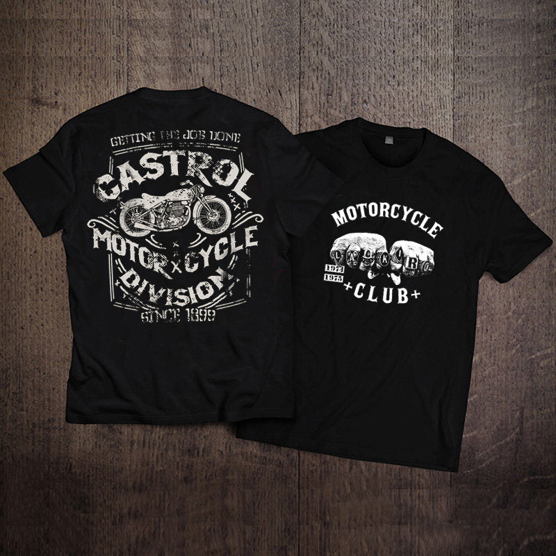 Men’s Vintage Biker Graphic Tee – Heavy Cotton Motorcycle T-Shirt-T01