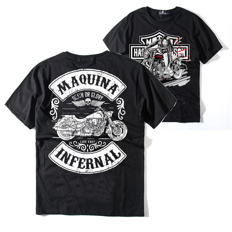 Men’s Vintage Biker Graphic Tee – Heavy Cotton Motorcycle T-Shirt-T01
