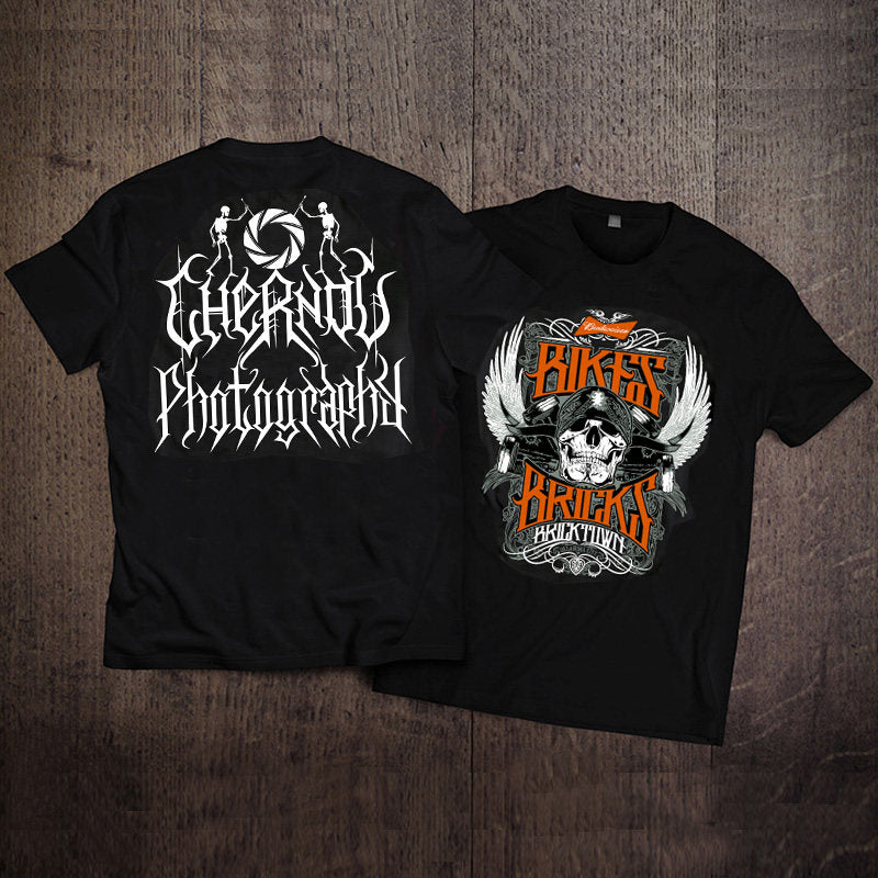 Men’s Vintage Biker Graphic Tee – Heavy Cotton Motorcycle T-Shirt-T01