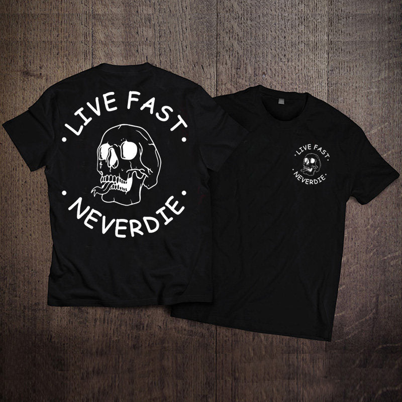 Men’s Vintage Biker Graphic Tee – Heavy Cotton Motorcycle T-Shirt-T01