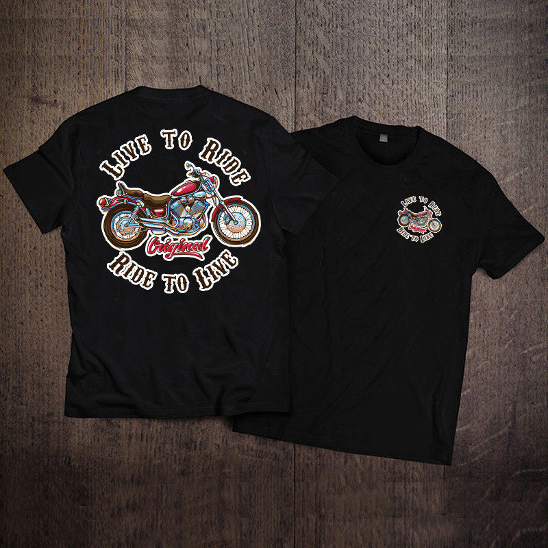 Men’s Vintage Biker Graphic Tee – Heavy Cotton Motorcycle T-Shirt-T01
