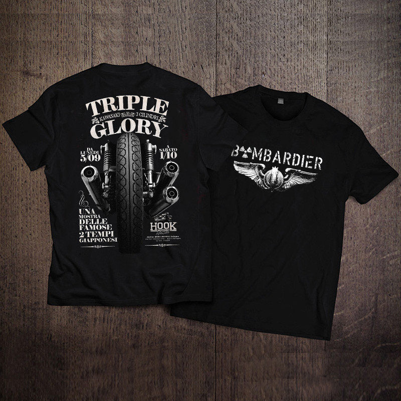 Men’s Vintage Biker Graphic Tee – Heavy Cotton Motorcycle T-Shirt-T01