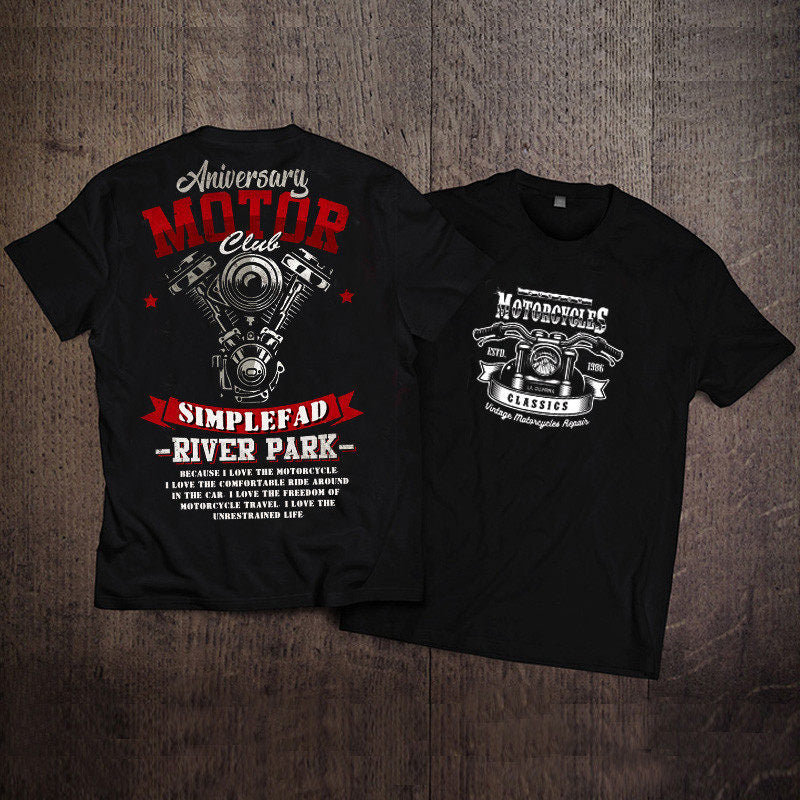 Men’s Vintage Biker Graphic Tee – Heavy Cotton Motorcycle T-Shirt-T01