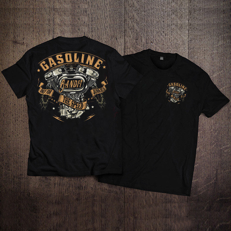 Men’s Vintage Biker Graphic Tee – Heavy Cotton Motorcycle T-Shirt-T01