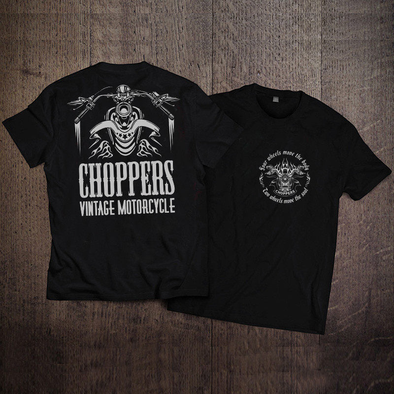 Men’s Vintage Biker Graphic Tee – Heavy Cotton Motorcycle T-Shirt-T01
