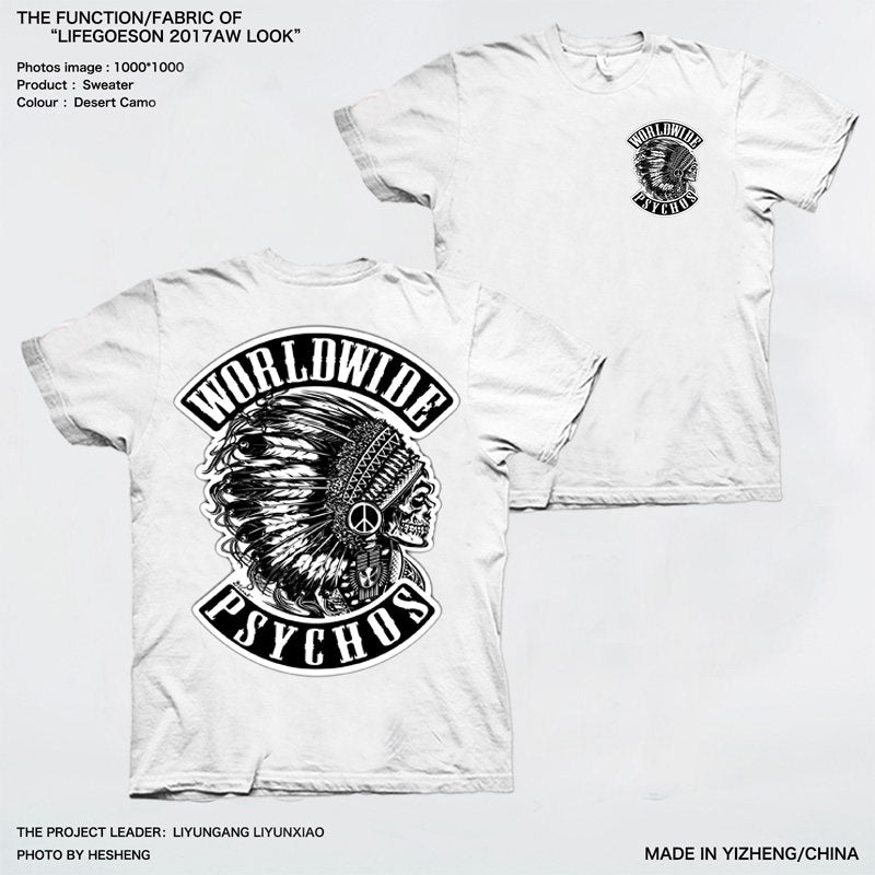 Men’s Vintage Biker Graphic Tee – Heavy Cotton Motorcycle T-Shirt-T01