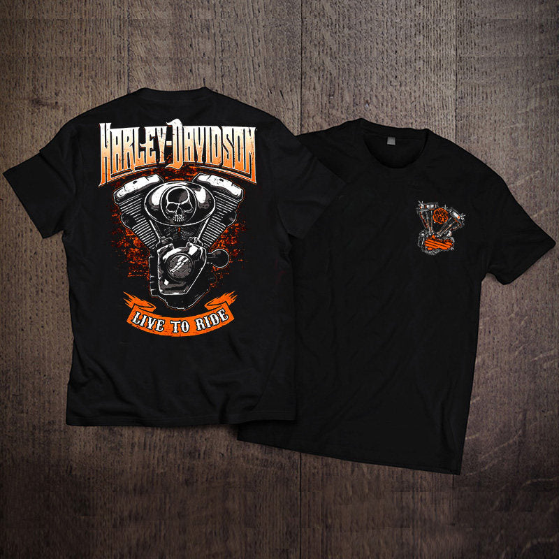 Men’s Vintage Biker Graphic Tee – Heavy Cotton Motorcycle T-Shirt-T01