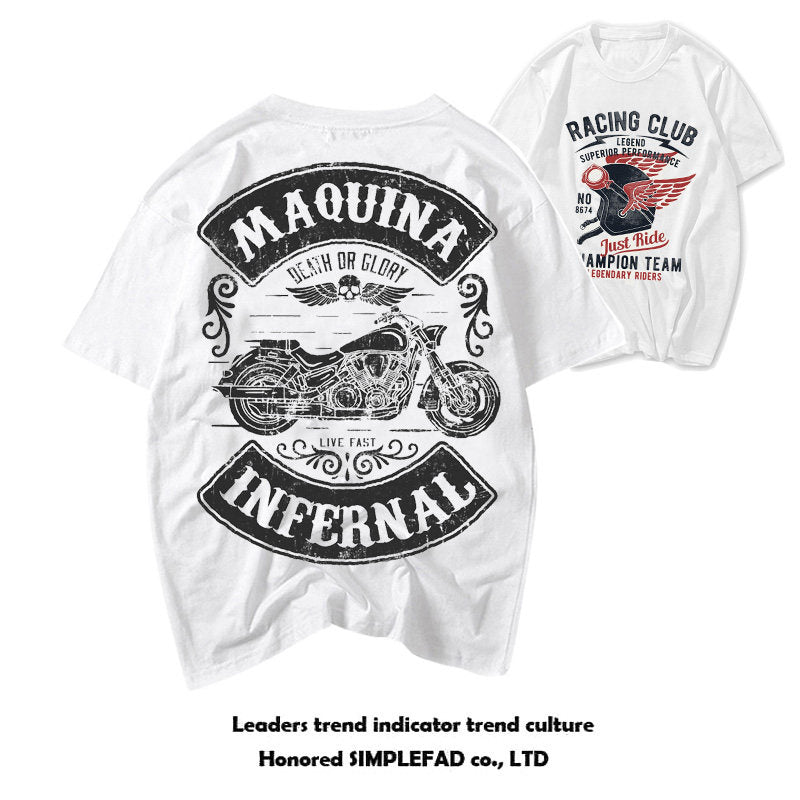 Men’s Vintage Biker Graphic Tee – Heavy Cotton Motorcycle T-Shirt-T01