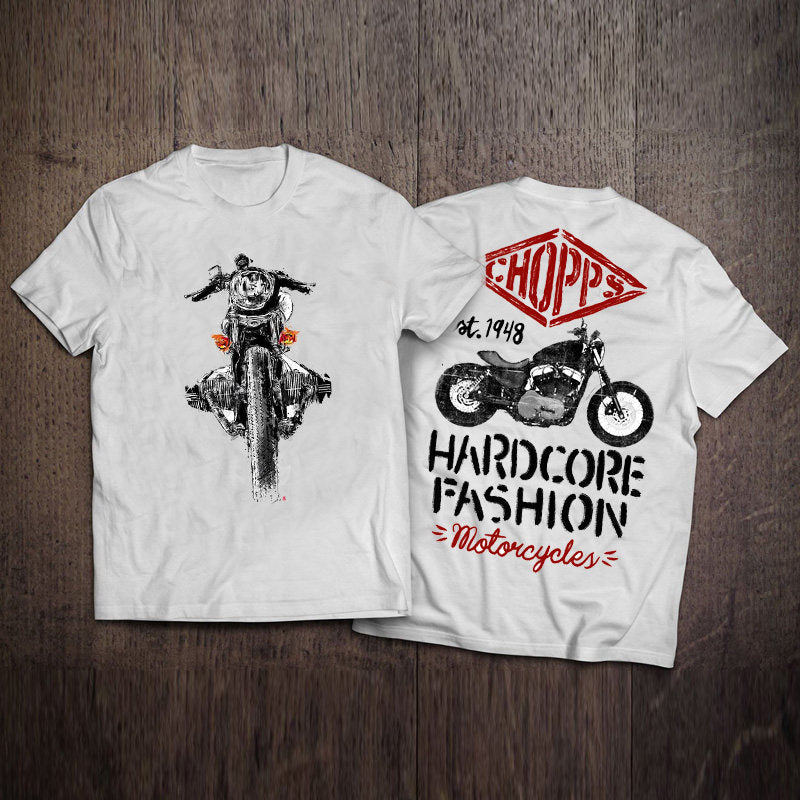 Men’s Vintage Biker Graphic Tee – Heavy Cotton Motorcycle T-Shirt-T01
