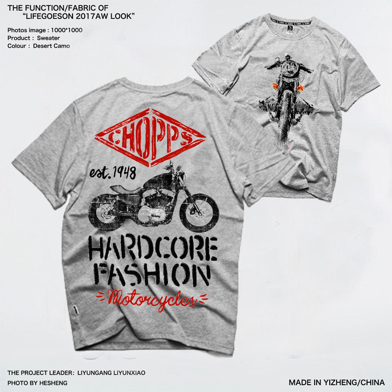 Men’s Vintage Biker Graphic Tee – Heavy Cotton Motorcycle T-Shirt-T01