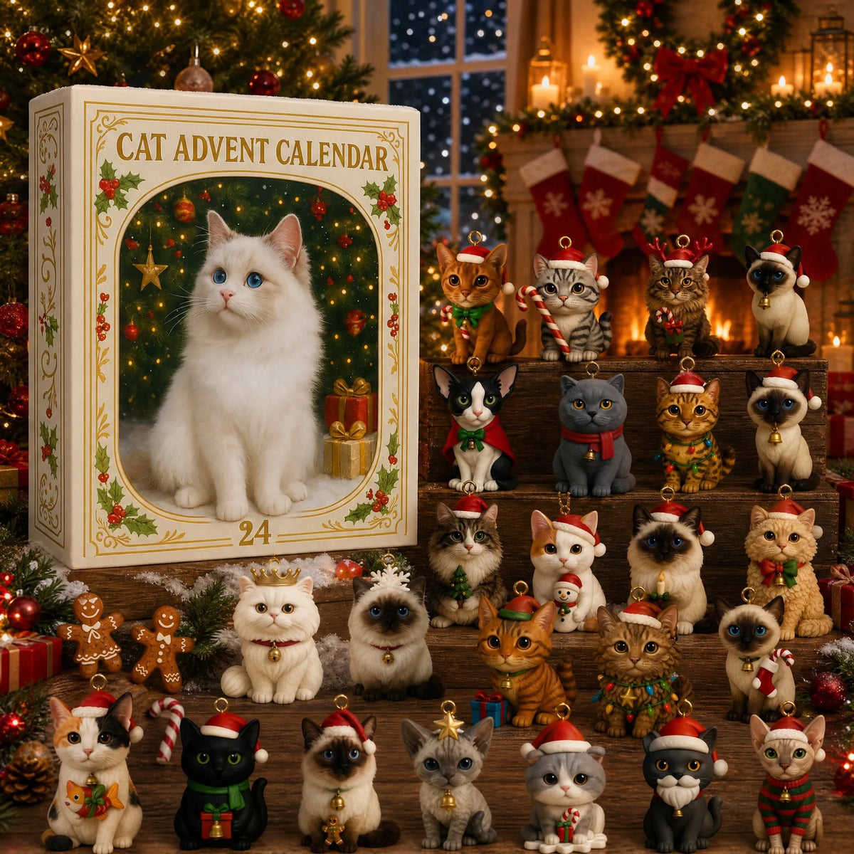 🎄💥Advent Calendar 2026 Cat Advent Calendar - Giftfor Adults Friends CatOwners and Lovers Christmas Holiday Countdown Gift🐈(Single-sided printing)