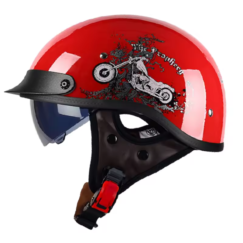 Retro-style cruiser motorcycle half helmet-H40