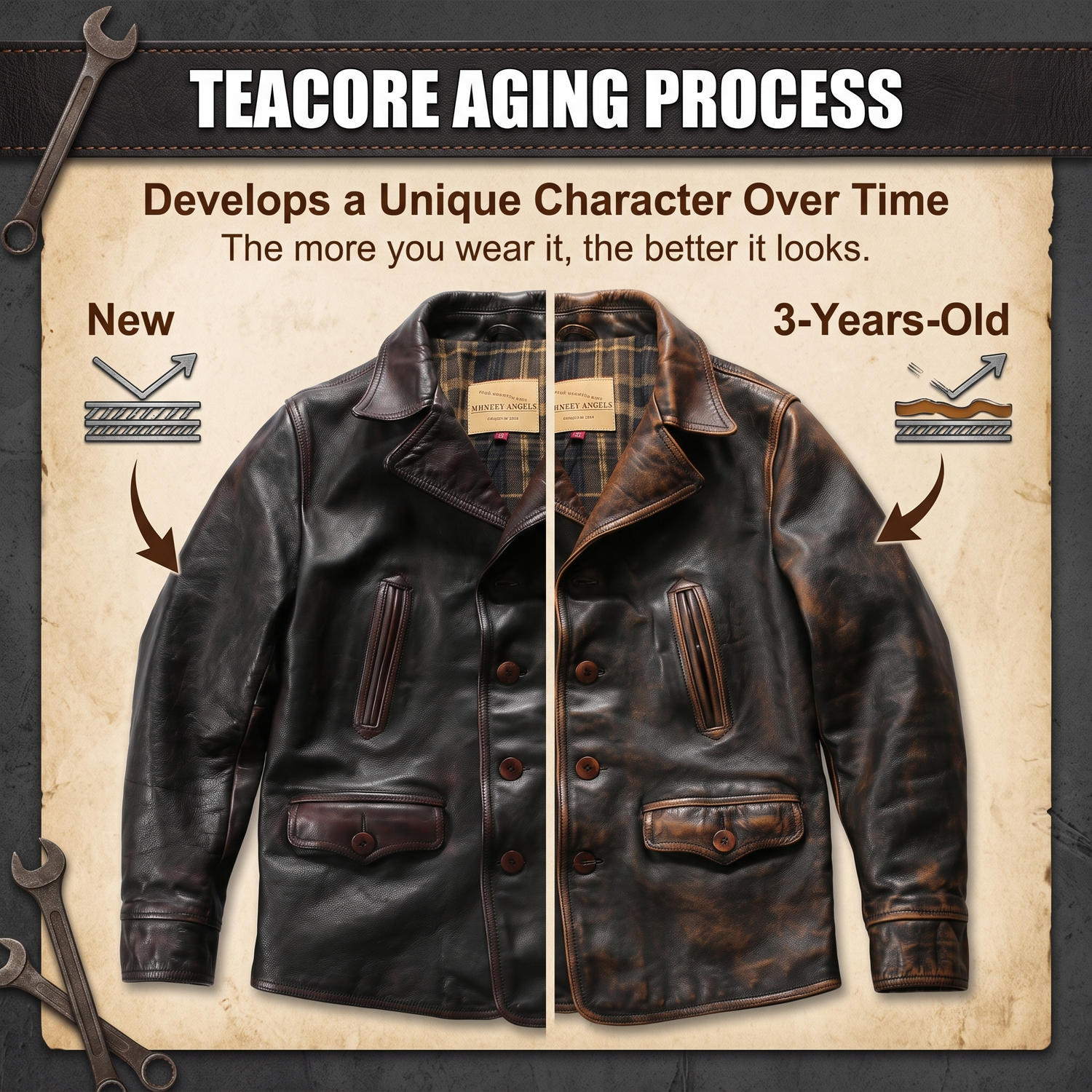 American Dispatcher Horsehide Leather Motorcycle Jacket-J21