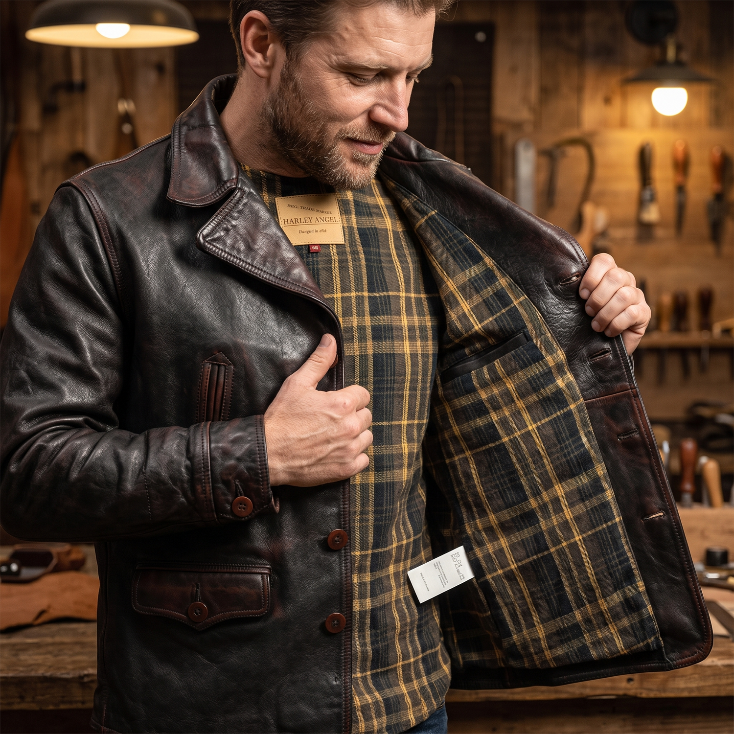 American Dispatcher Horsehide Leather Motorcycle Jacket-J21