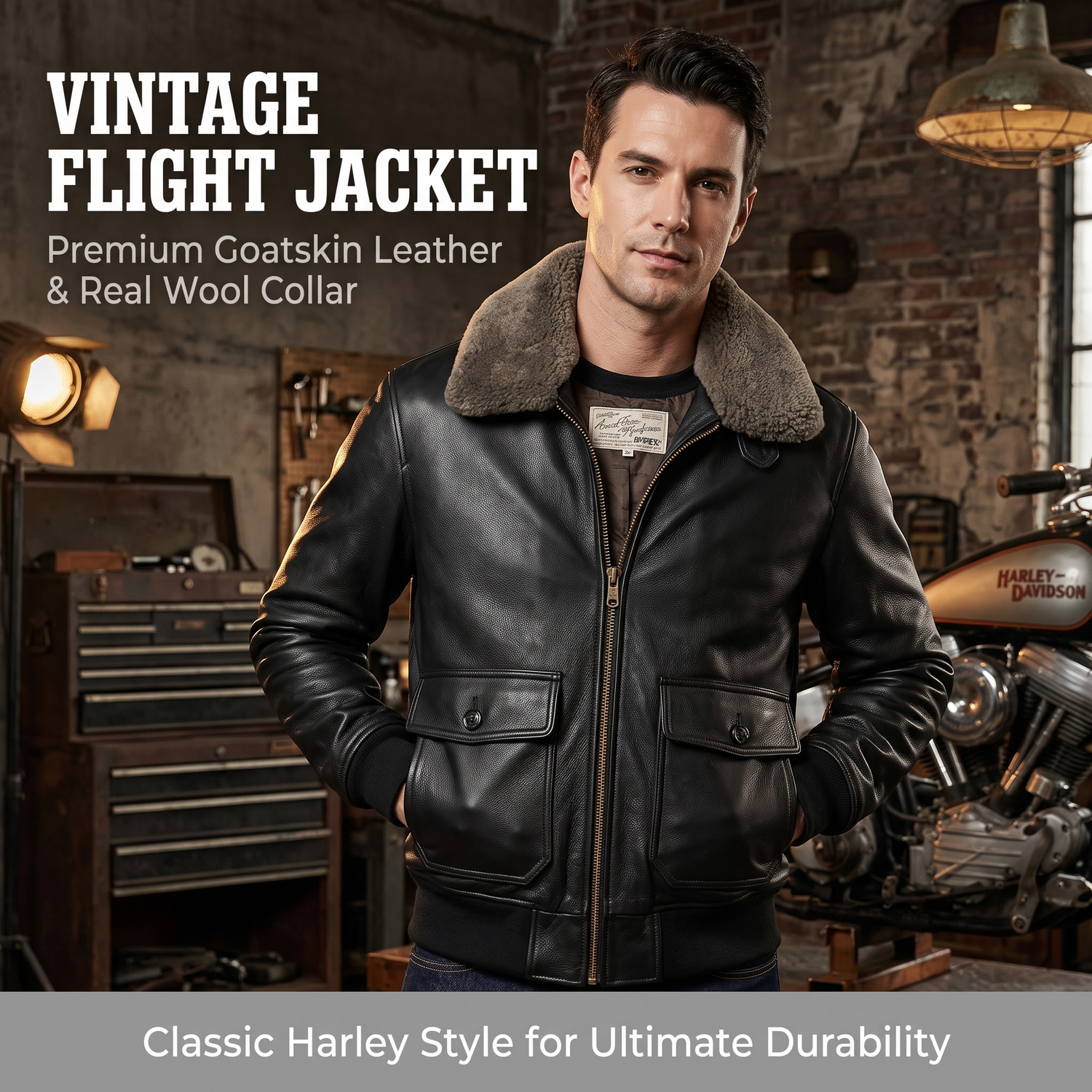 Air flight suit thick goatskin jacket-J14