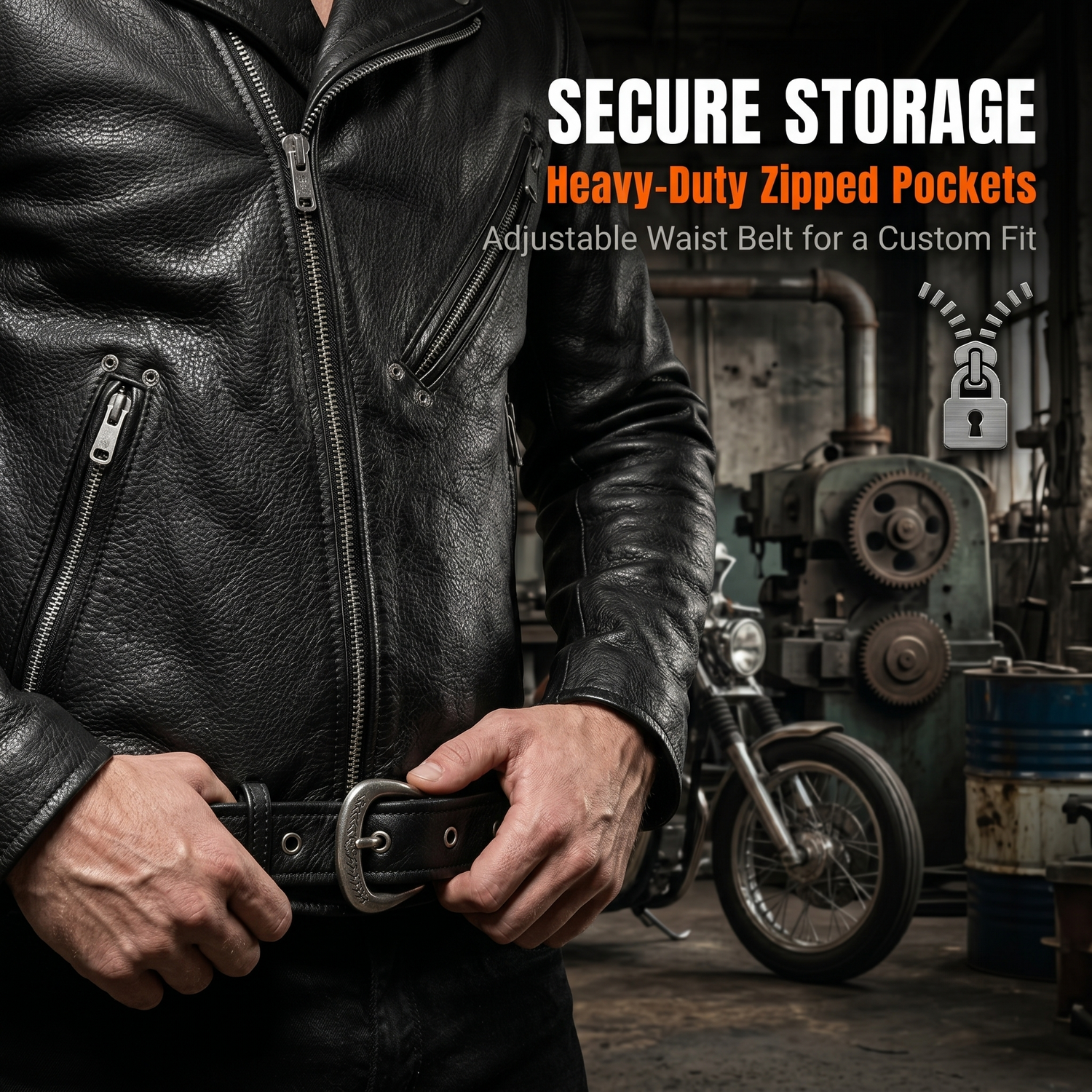 Genuine leather Harley motorcycle riding suit-J40
