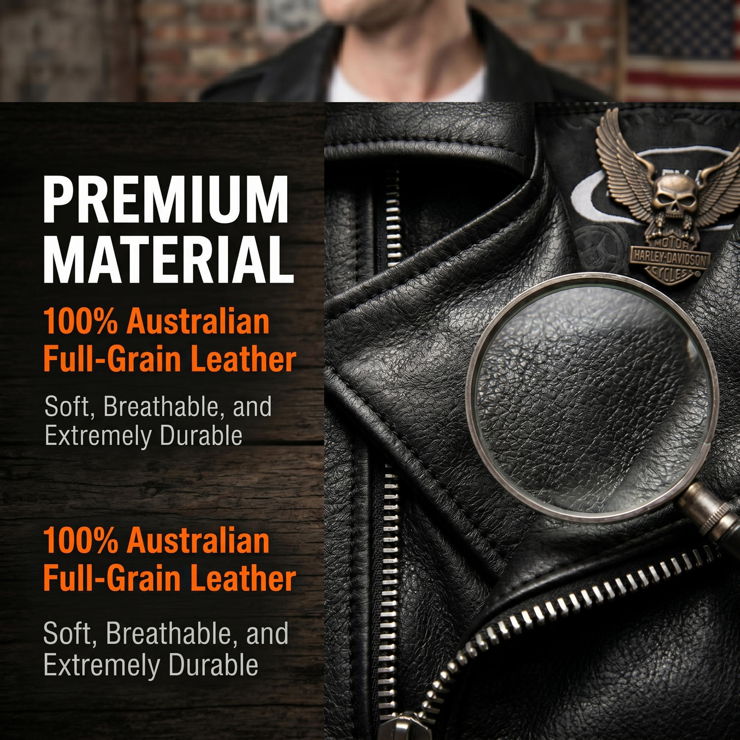Genuine leather Harley motorcycle riding suit-J40