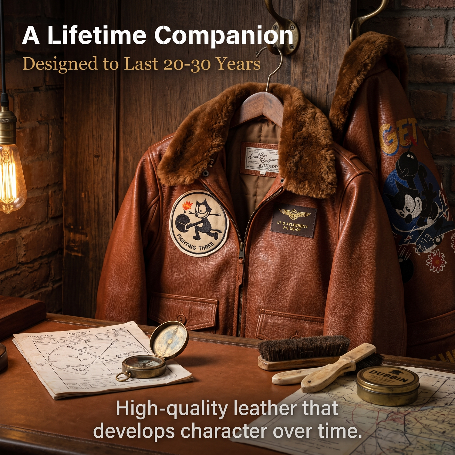 American-style Felix G1 Genuine Leather Flight Jacket-J50