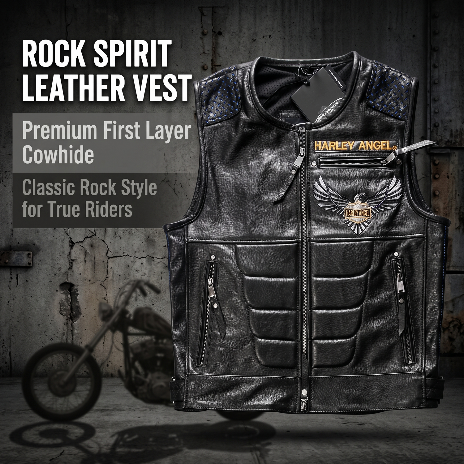 Abs Blocking Harley Summer Rock Leather Vest - J30