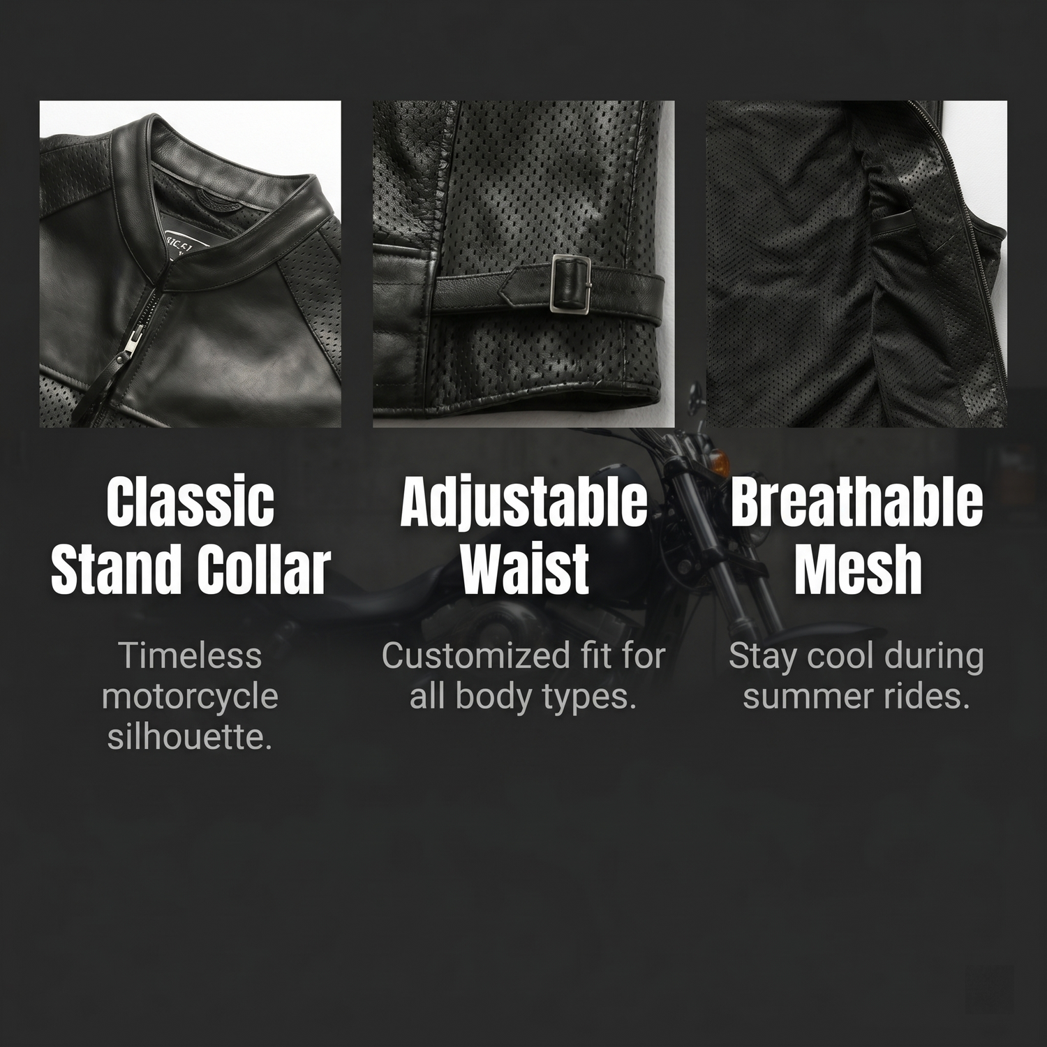 Harley Breathable Summer Mesh Leather Vest-J38