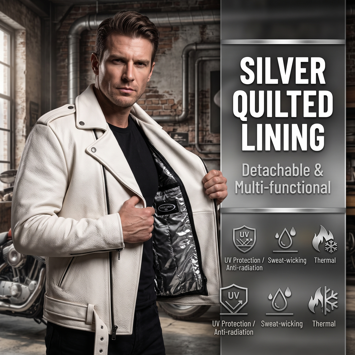 White casual genuine cowhide jacket-J28