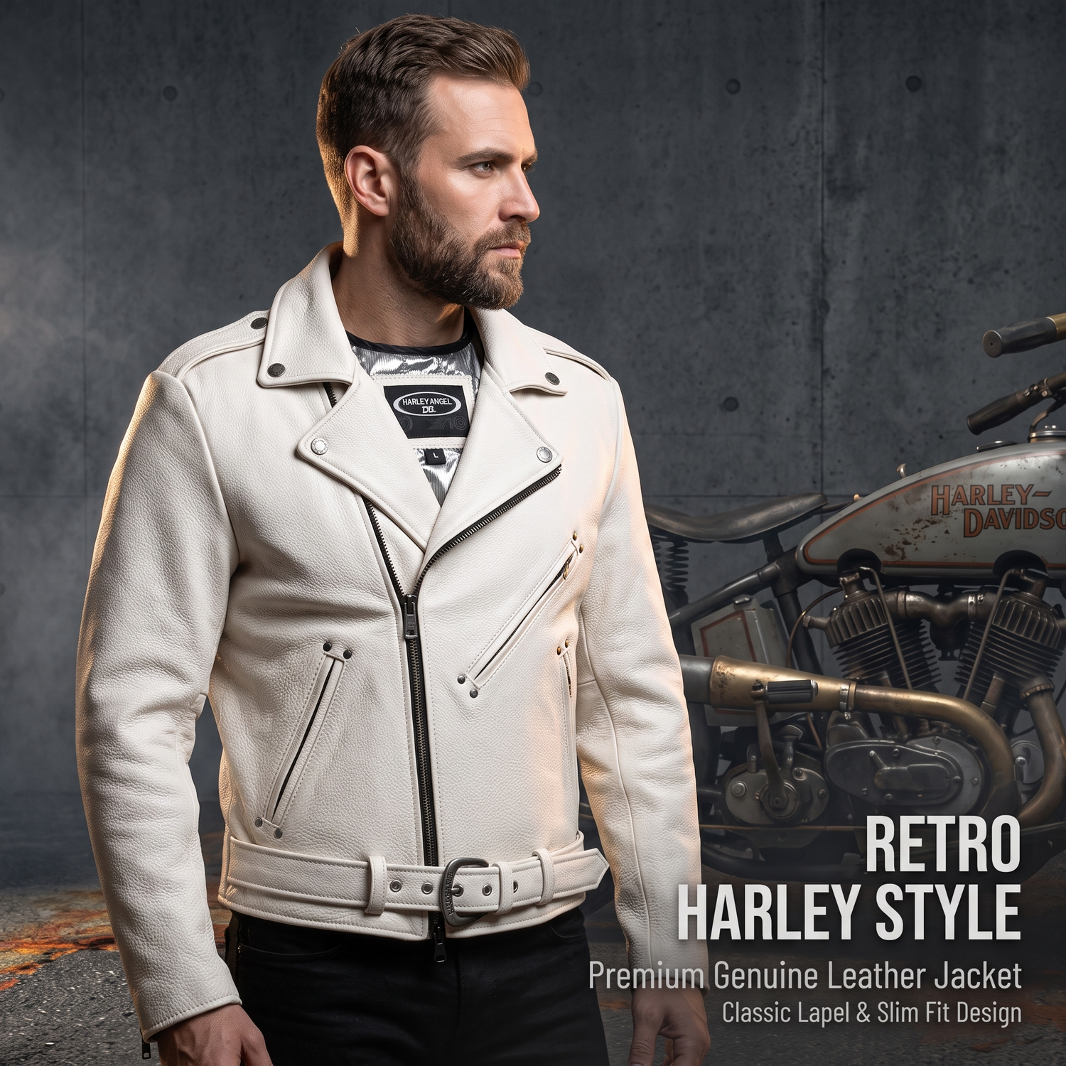 White casual genuine cowhide jacket-J28