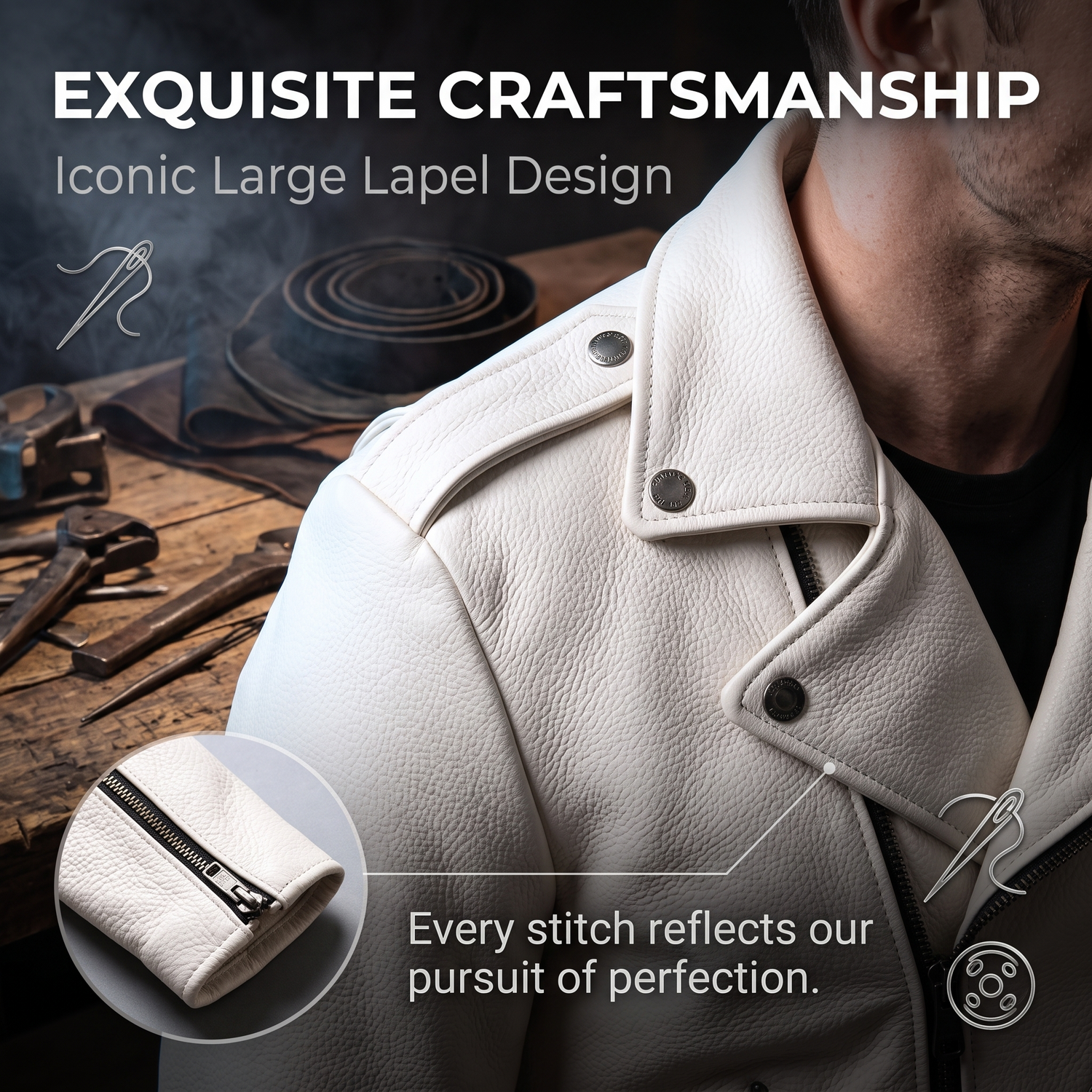 White casual genuine cowhide jacket-J28