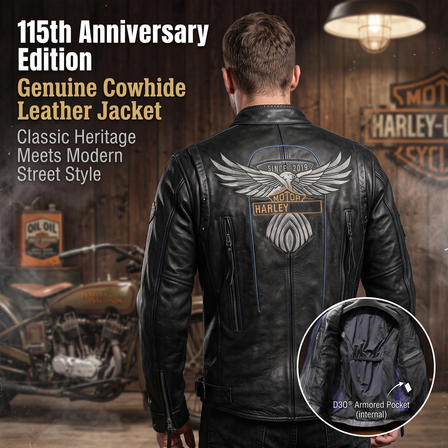 Harley 115th Anniversary Genuine Leather Jacket-J16