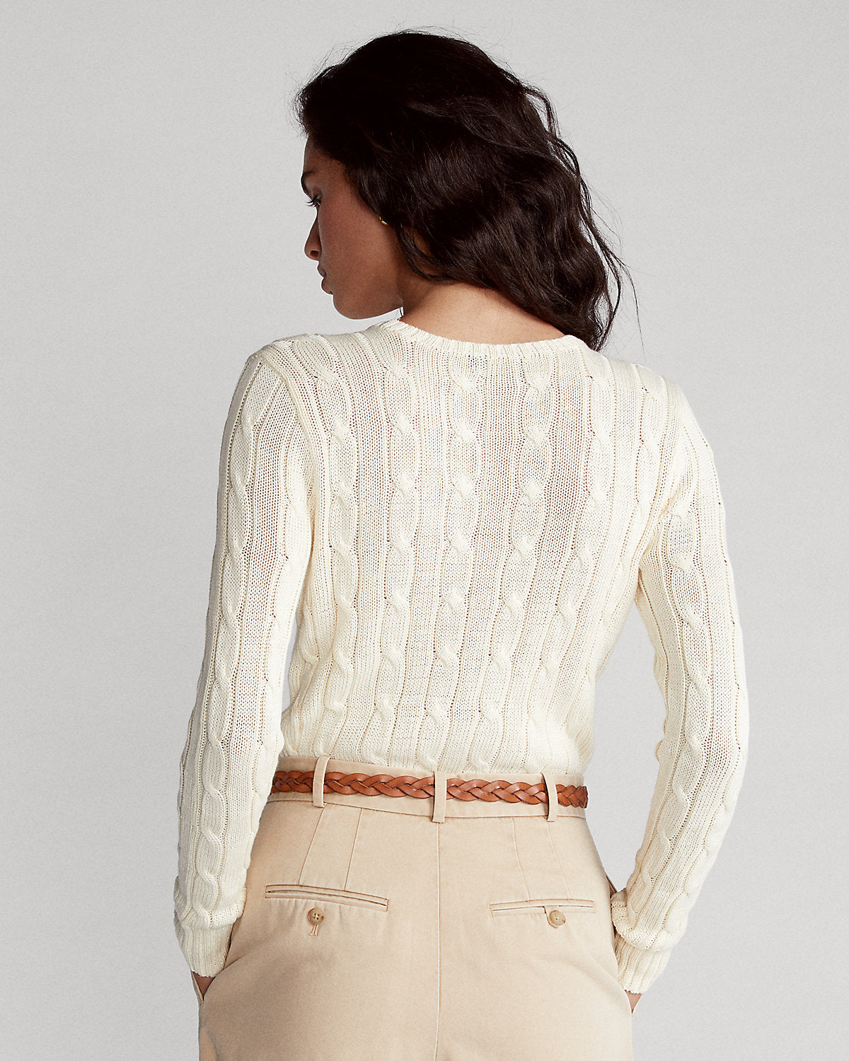 Cable-Knit Cotton Crewneck Sweater