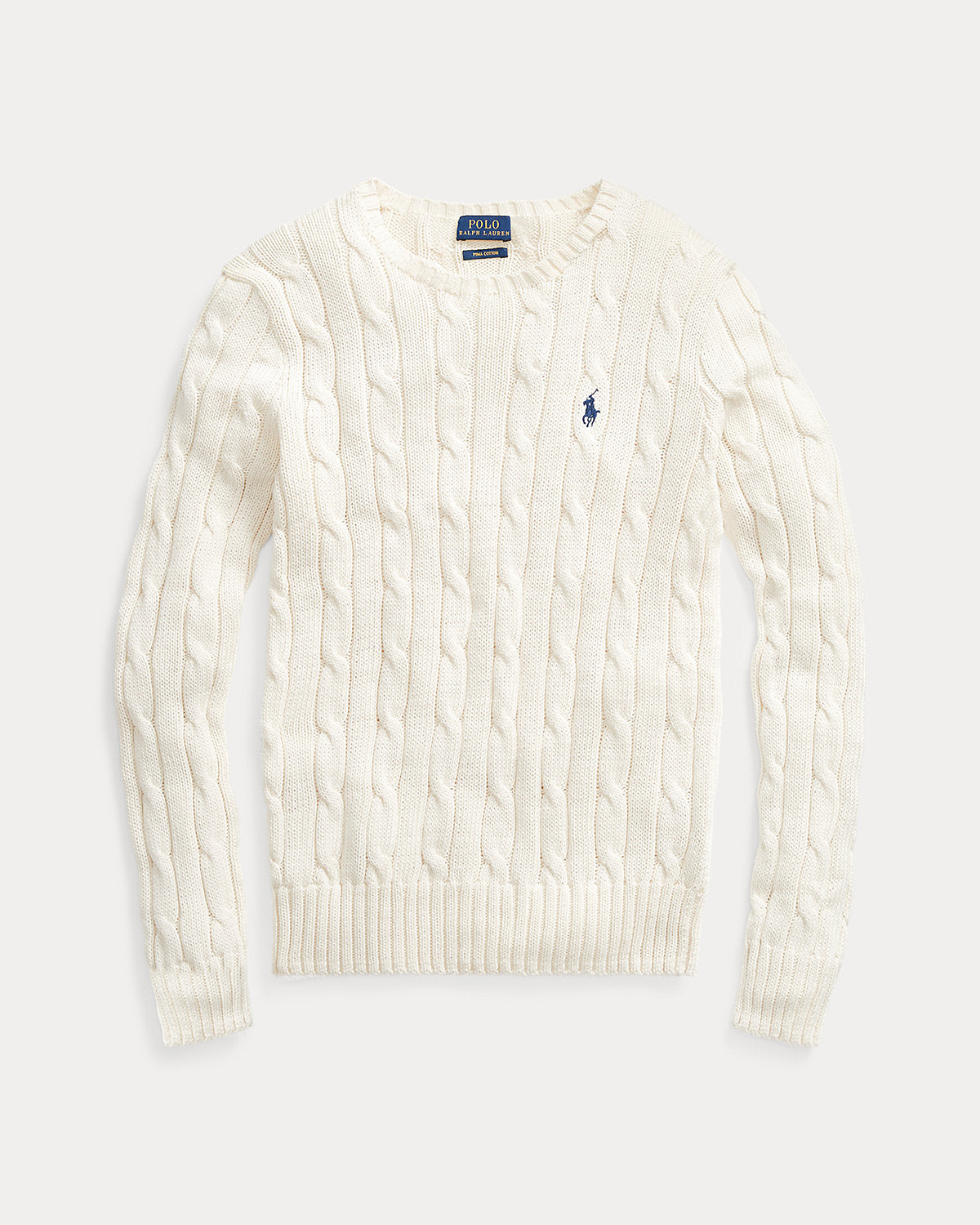Cable-Knit Cotton Crewneck Sweater