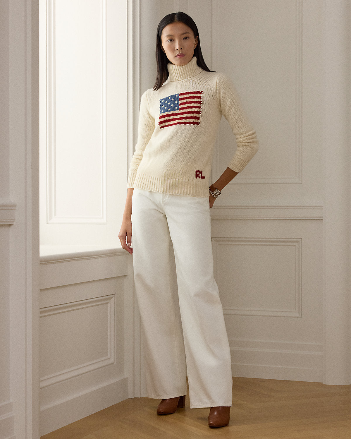 Flag Cashmere Turtleneck Sweater